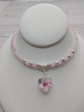 New Hand Crafted Memory Wire Cluster Chunky Beaded Choker Necklace